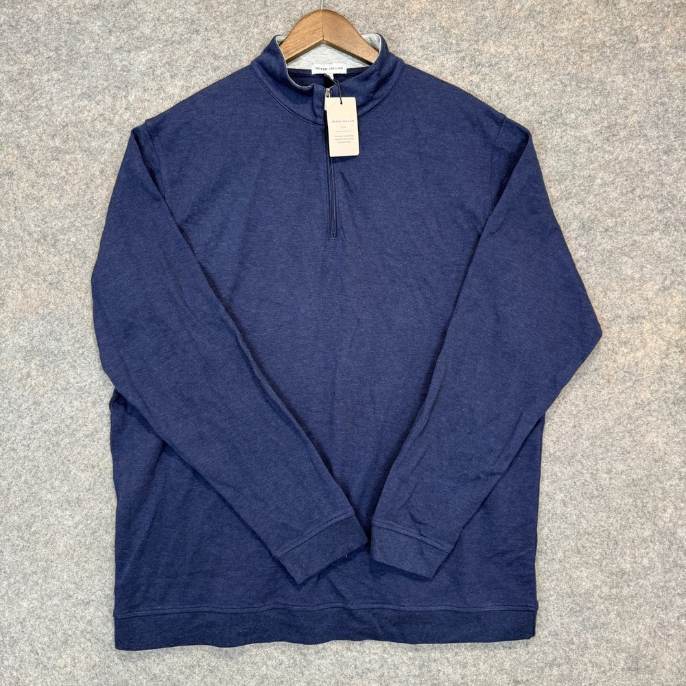 Peter Millar Crown Comfort Pullover Sweatshirt Mens 2XL 1/4 Zip Modal Blend Navy